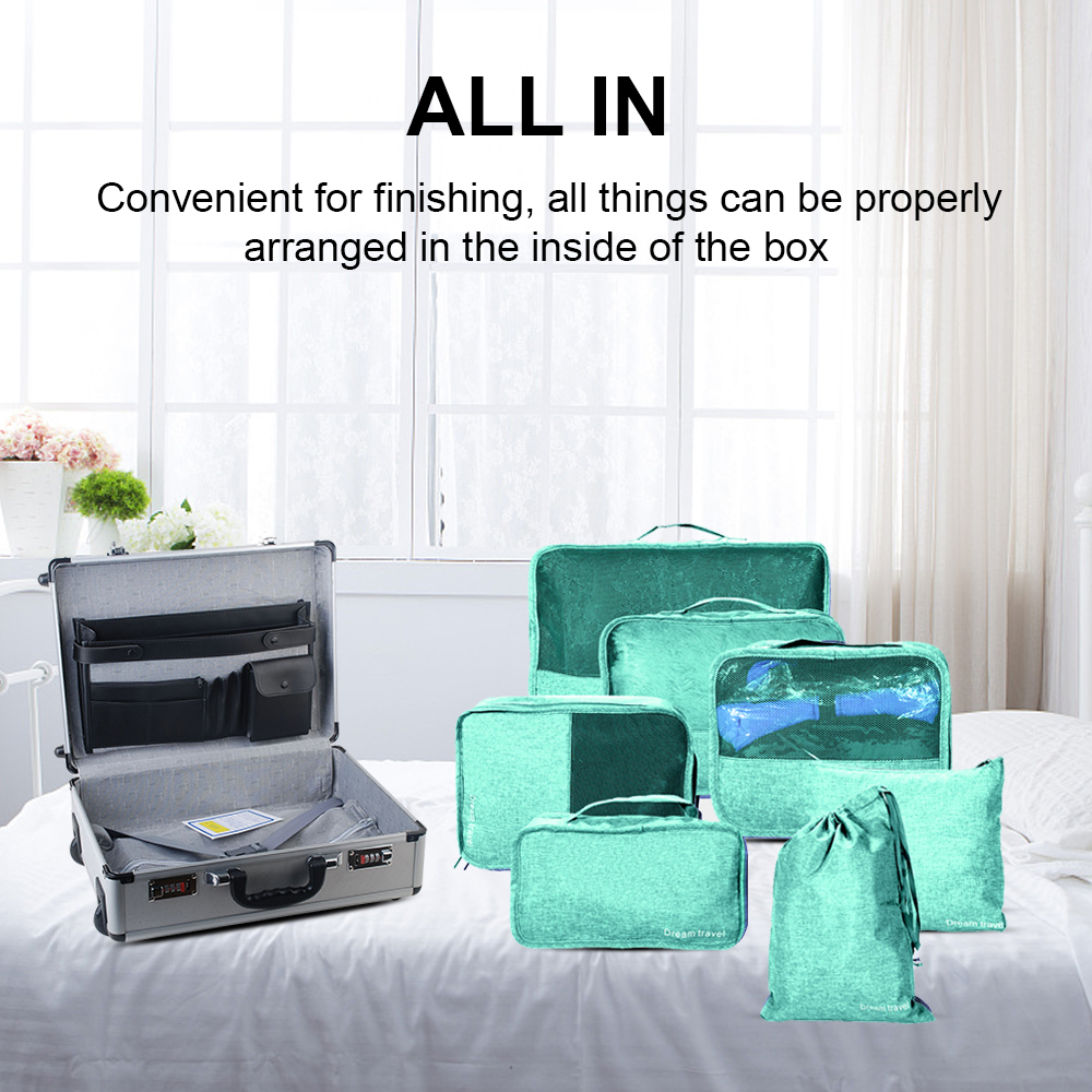 Wholesale Savisto Packing Cubes 7pcs Set Luggage Organiser Travel Compression Suitcase Bags Lake Blue Aulola UK
